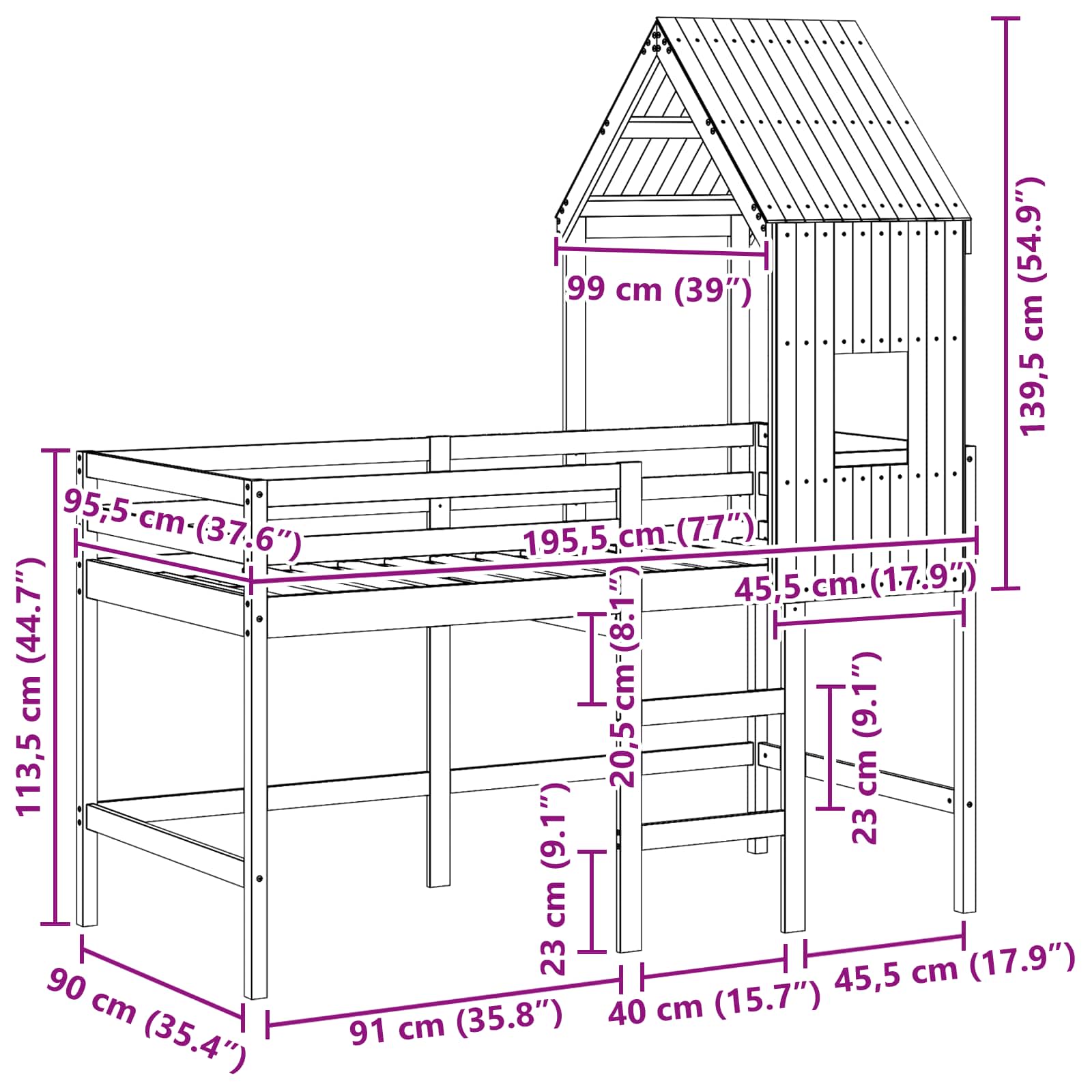 Loft Bed Frame size guide