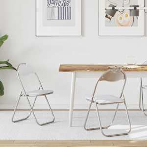 Zložljiva stolica 2 pcs Bela in siva 48 x 43,5 x 81 cm