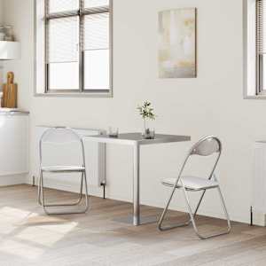 Skládací židle 2 pcs Bílá a šedá 48 x 43,5 x 81 cm Umělá kůže - obrázek 3