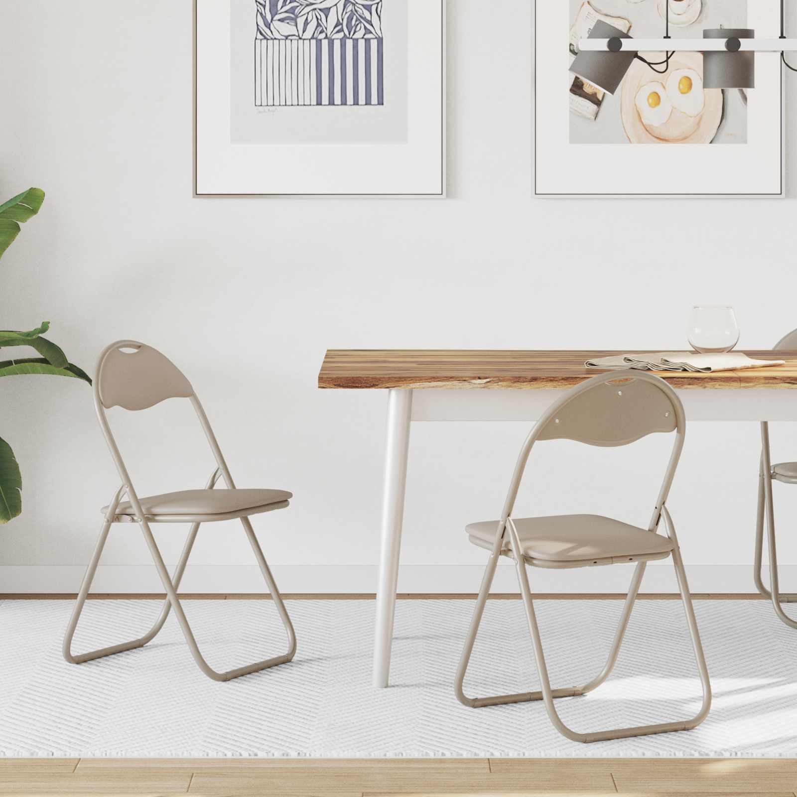 vidaXL Klappstuhl 2 pcs Sand 48 x 43,5 x 81 cm Kunstleder