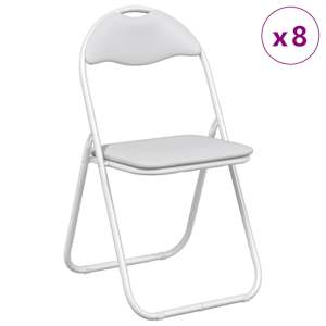 Skládací židle 8 pcs Bílý 48 x 43,5 x 81 cm Umělá kůže - obrázek 3