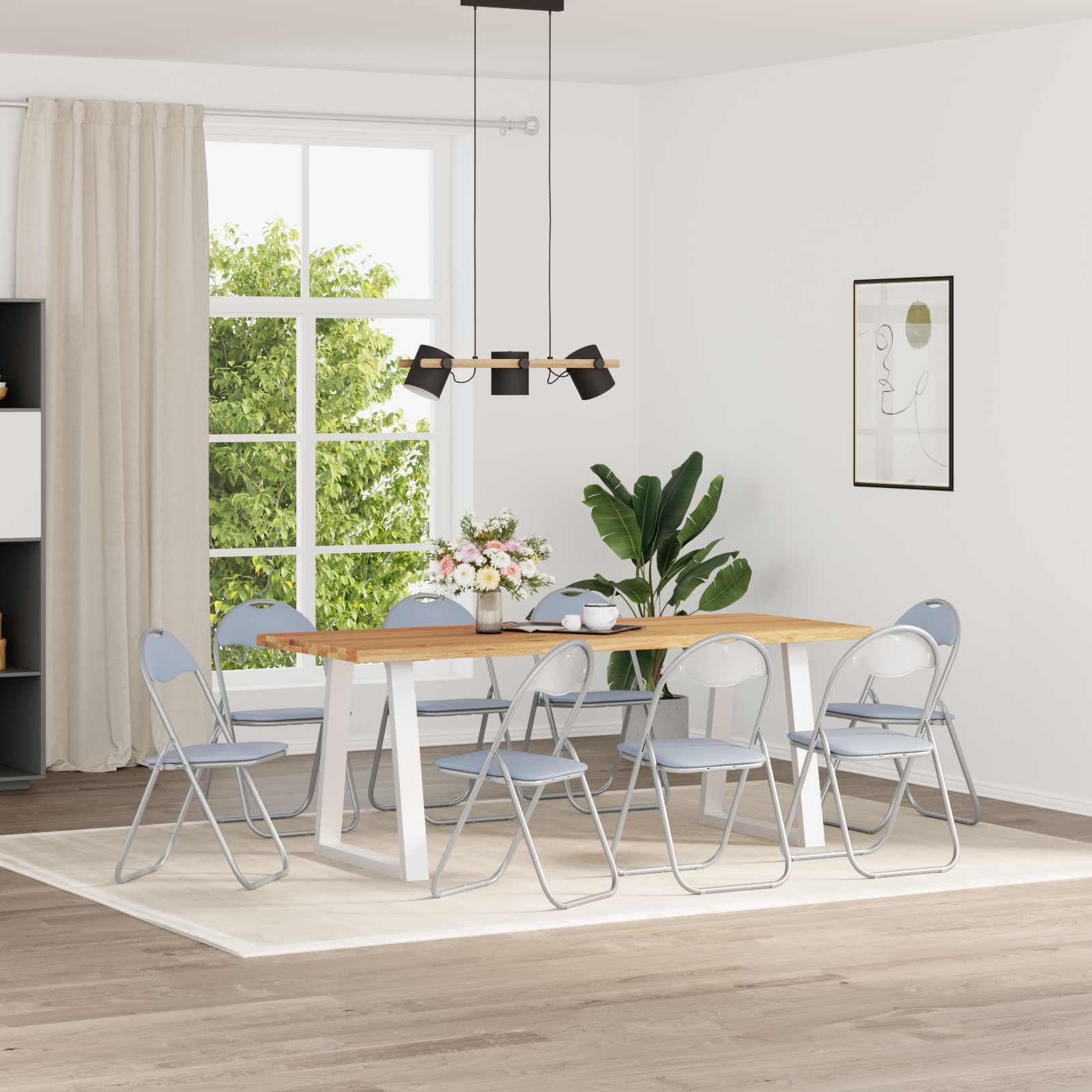vidaXL F&auml;llstol 8 pcs Gr&aring; 48 x 43,5 x 81 cm Konstl&auml;der
