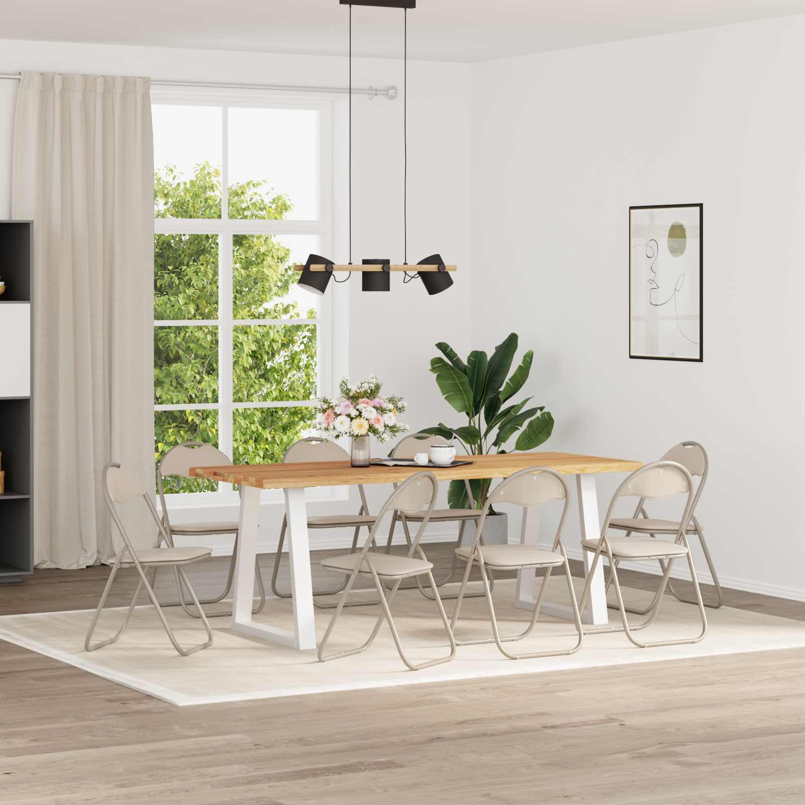 Kangasläppätuoli 8 pcs Hiekka 48 x 43,5 x 81 cm Nahkavaatetus