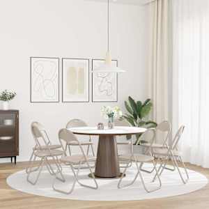 Skládací židle 8 pcs Písková 48 x 43,5 x 81 cm Umělá kůže - obrázek 4
