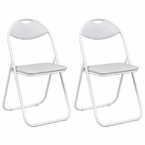Skládací židle 2 pcs Bílý 48 x 43,5 x 81 cm Umělá kůže - obrázek 2