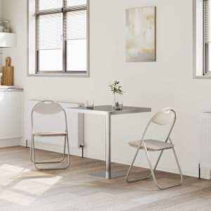 Skládací židle 2 pcs Písková 48 x 43,5 x 81 cm Umělá kůže - obrázek 3