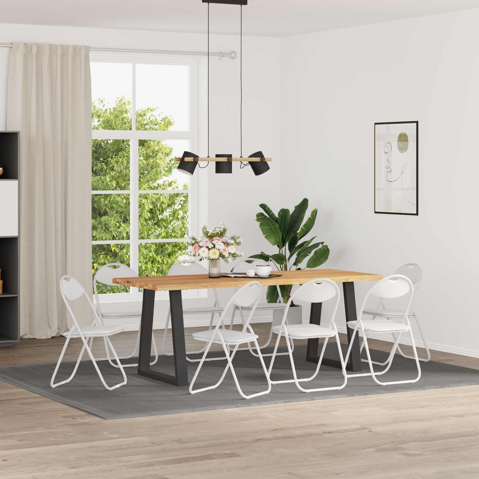 vidaXL Scaun pliant 8 pcs Alb 48 x 43,5 x 81 cm Piele artificială