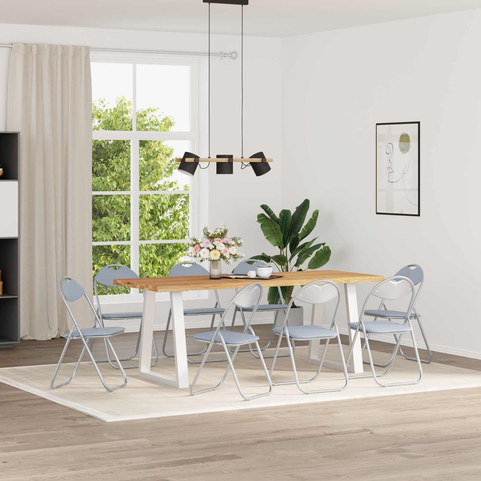 vidaXL Scaun pliant 8 pcs Gri 48 x 43,5 x 81 cm Piele artificială