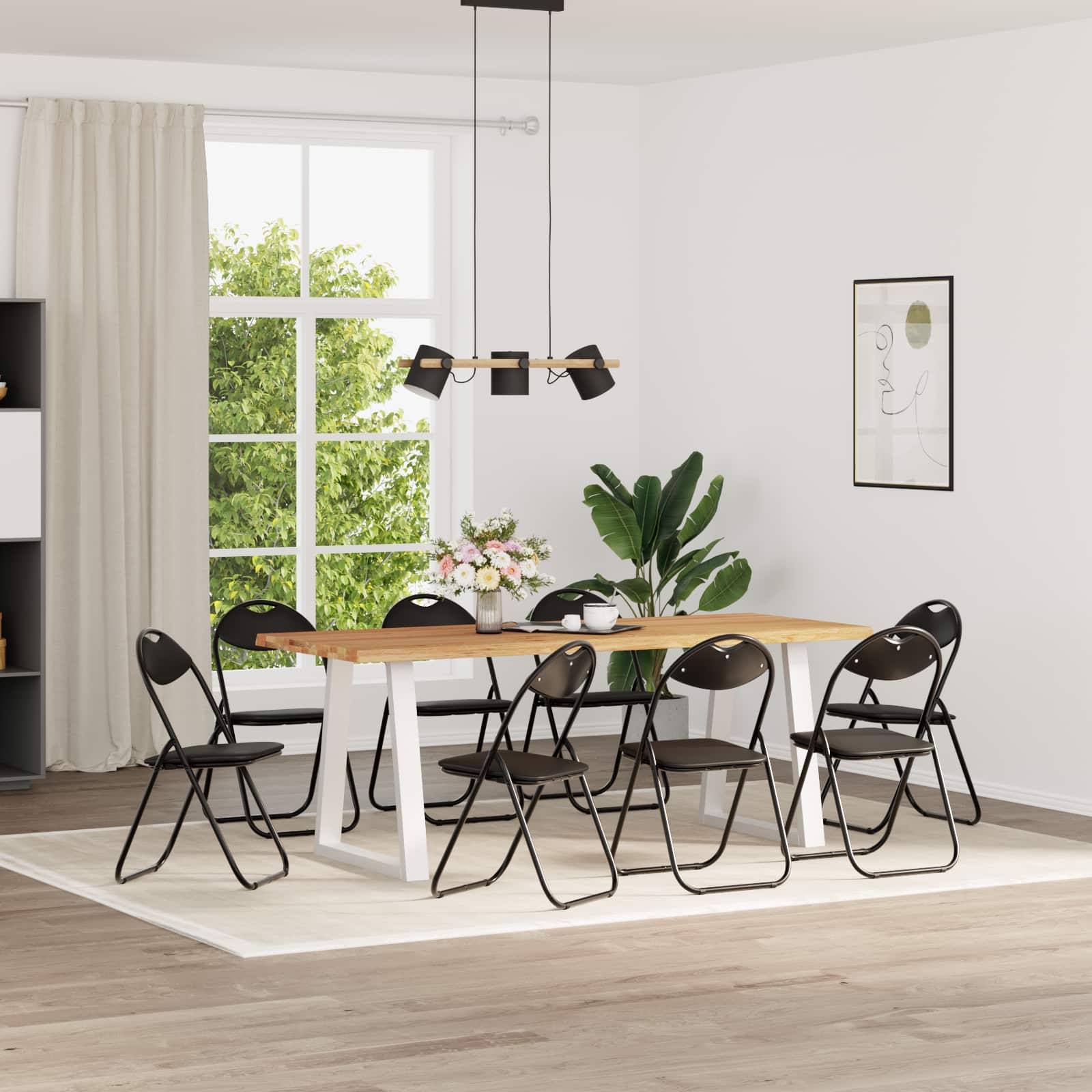 vidaXL Scaun pliant 8 pcs Negru 48 x 43,5 x 81 cm Piele artificială