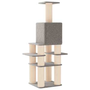 Kočičí strom se škrabacími sloupky sisal Světle šedá 180 cm - obrázek 6