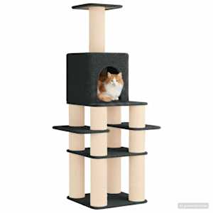 Kočičí strom se škrabacími sloupky sisal Tmavě šedá 180 cm - obrázek 3