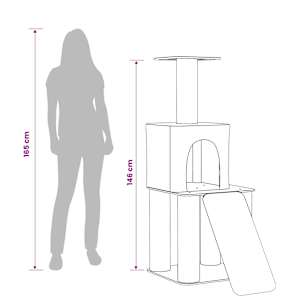Kočičí strom se škrabacími sloupky sisal Světle šedá 146 cm - obrázek 9