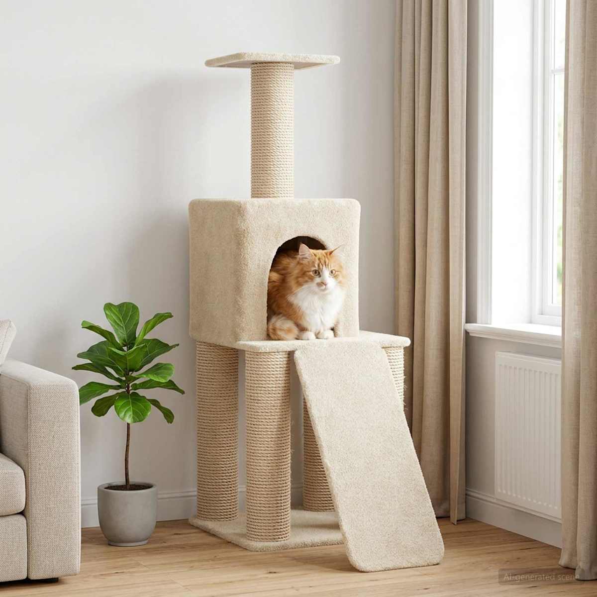 Kattetræ med sisal klatreposter 146 cm