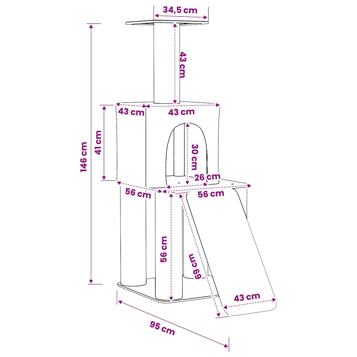 Kattetræ med sisal klatreposter 146 cm - Billede 8