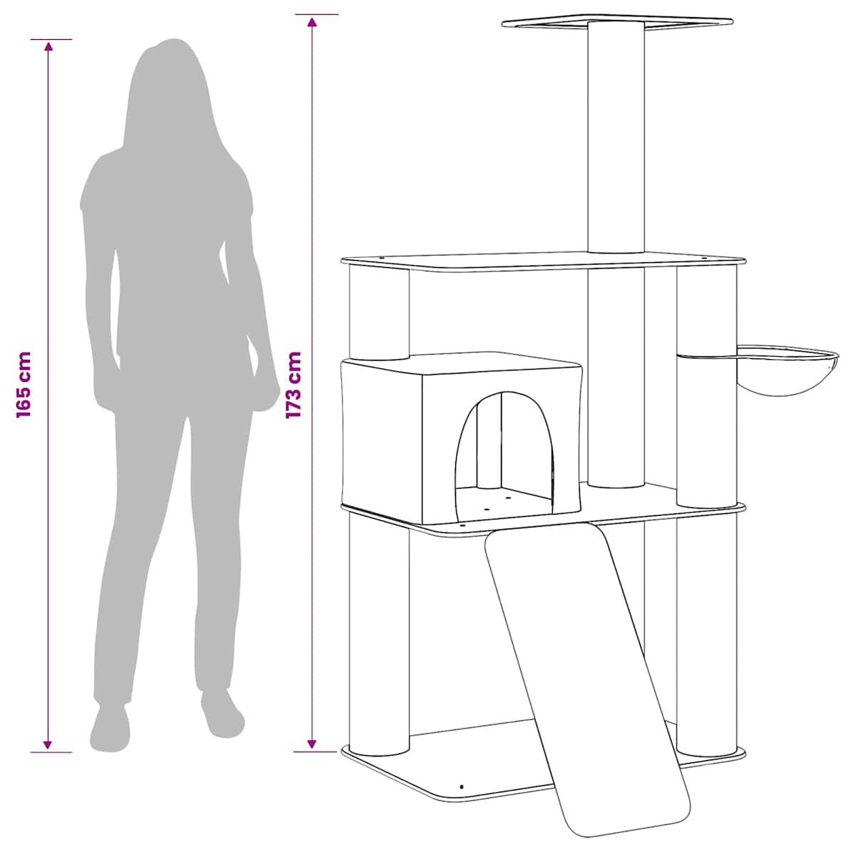 Kattetræ med sisal klatreposter 173 cm - Billede 9