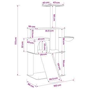 Kočičí strom se škrabacími sloupky sisal Krémová 173 cm - obrázek 8