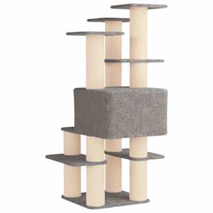 Kočičí strom se škrabacími sloupky sisal Světle šedá 161 cm - obrázek 6