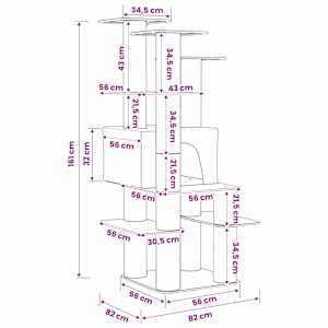 Kočičí strom se škrabacími sloupky sisal Světle šedá 161 cm - obrázek 8