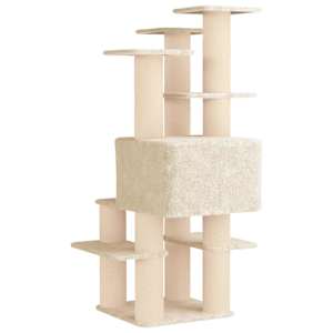 Kočičí strom se škrabacími sloupky sisal Krémová 161 cm - obrázek 6