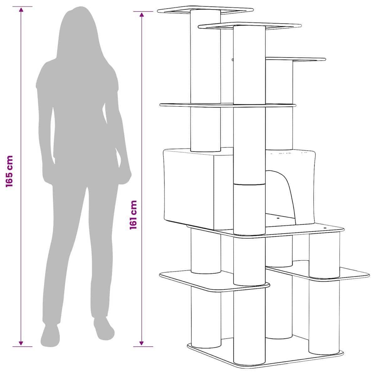 Kattetræ med sisal klatreposter 161 cm - Billede 9