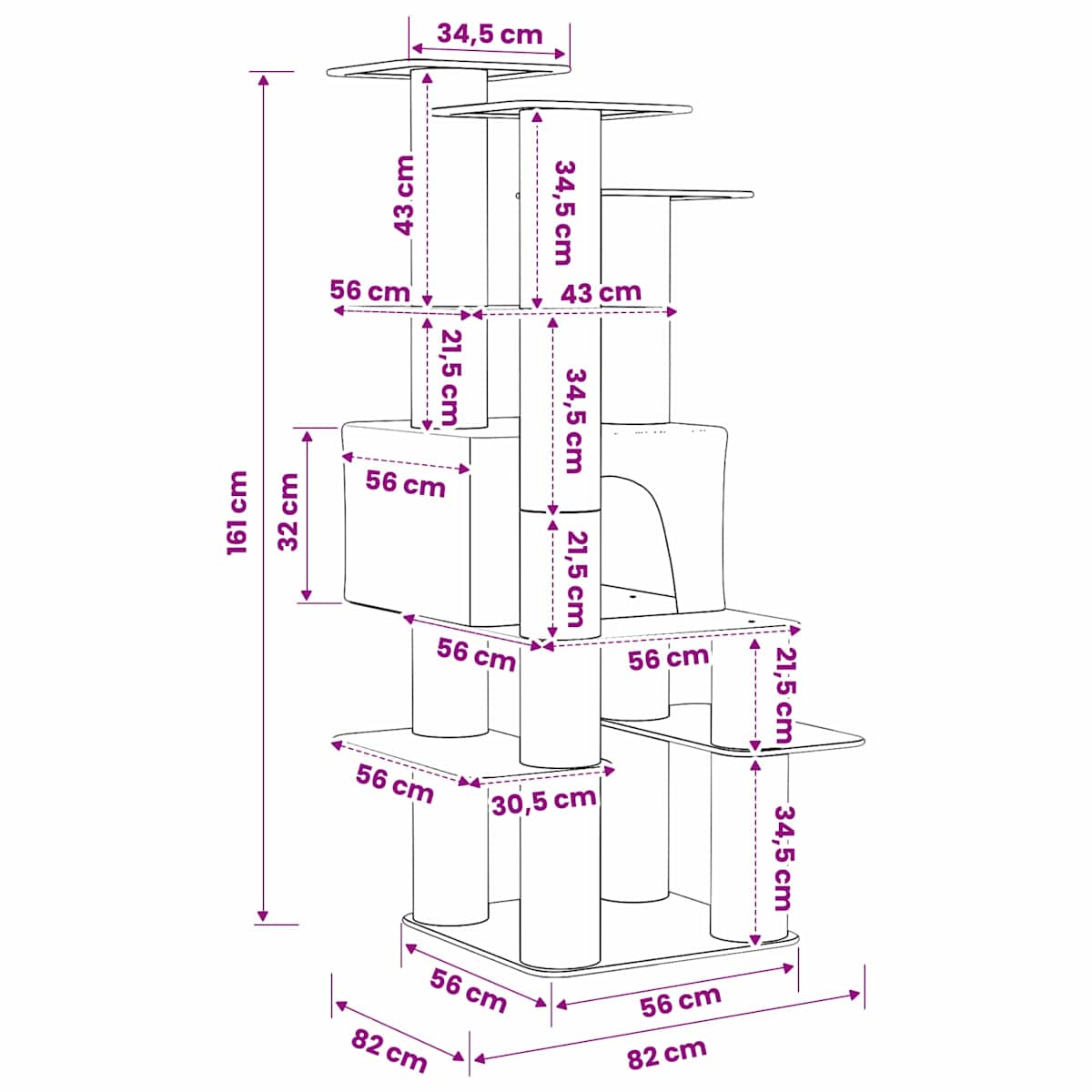 Kattetræ med sisal klatreposter 161 cm - Billede 8