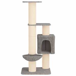 Kočičí strom se škrabacími sloupky sisal Světle šedá 137 cm - obrázek 4