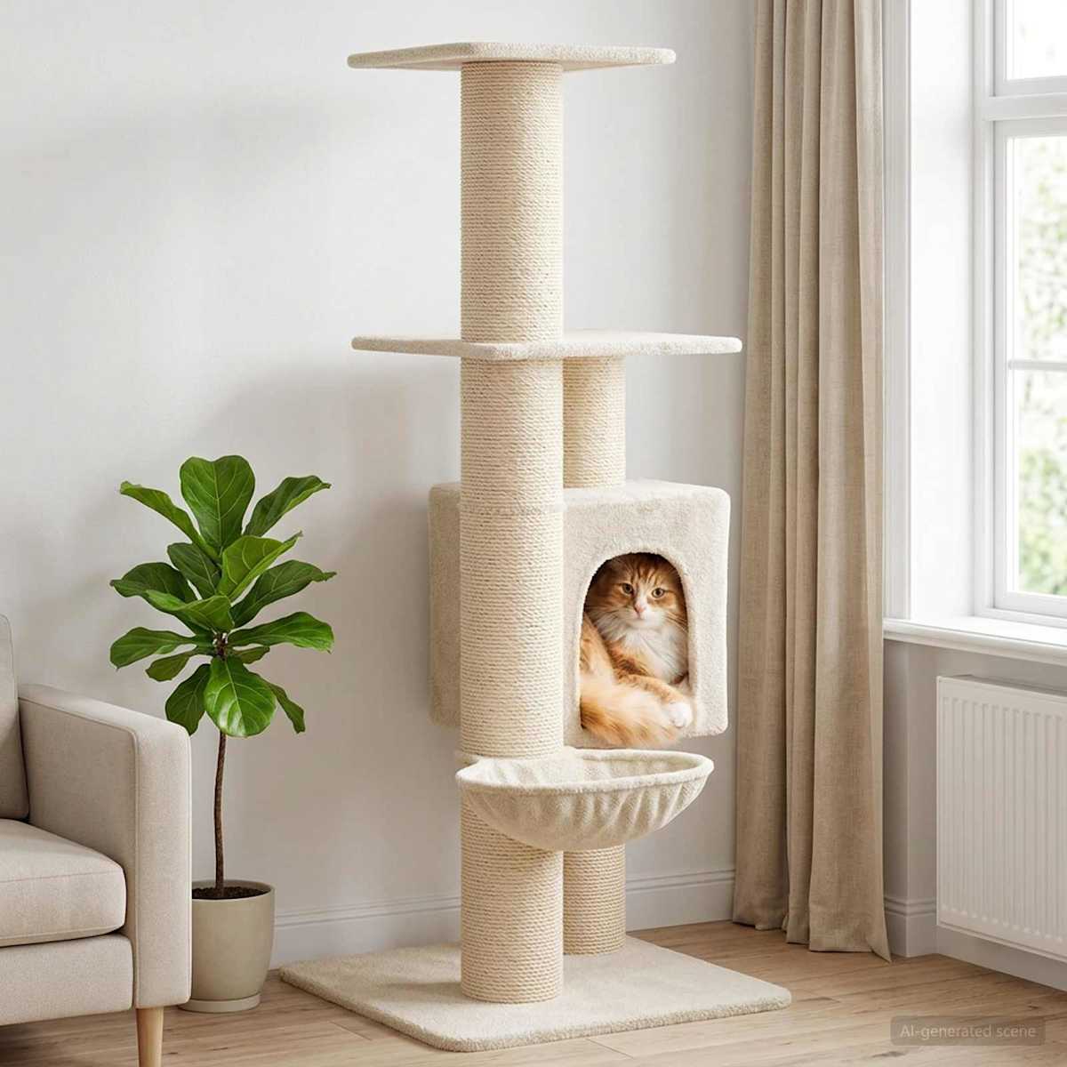 Kattetræ med sisal klatreposter 137 cm