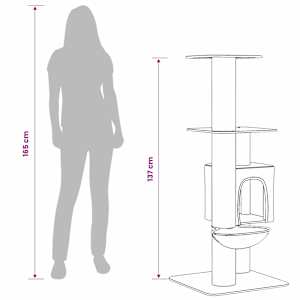 Kočičí strom se škrabacími sloupky sisal Krémová 137 cm - obrázek 9