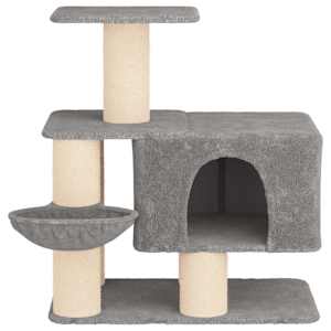 Kočičí strom se škrabacími sloupky sisal Světle šedá 96 cm - obrázek 4