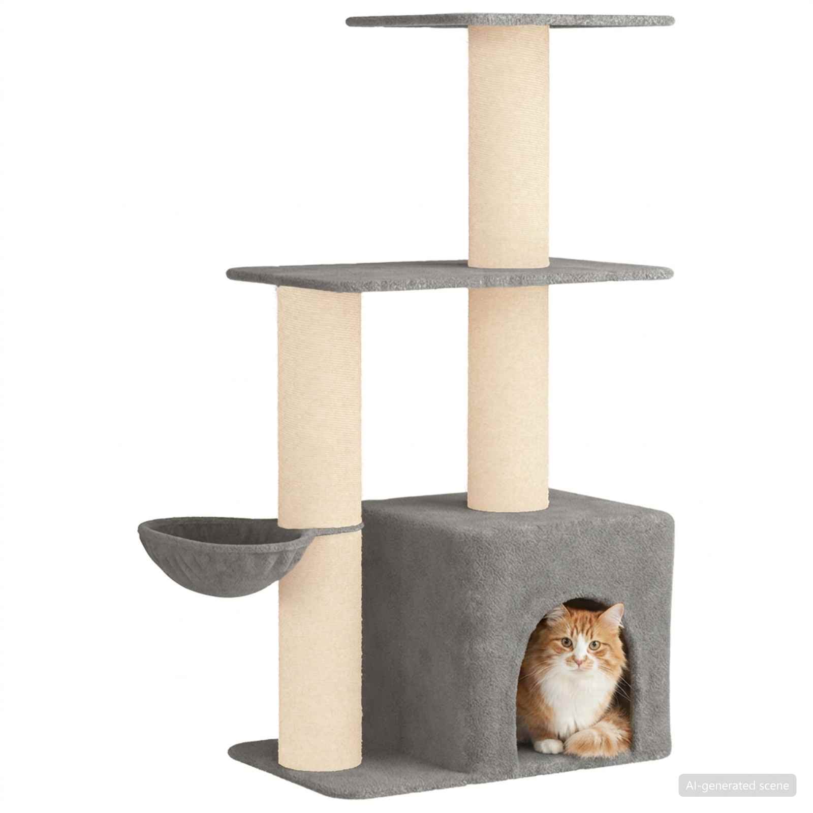 Kattenboom met sisal krabpalen Lichtgrijs 133 cm image 3