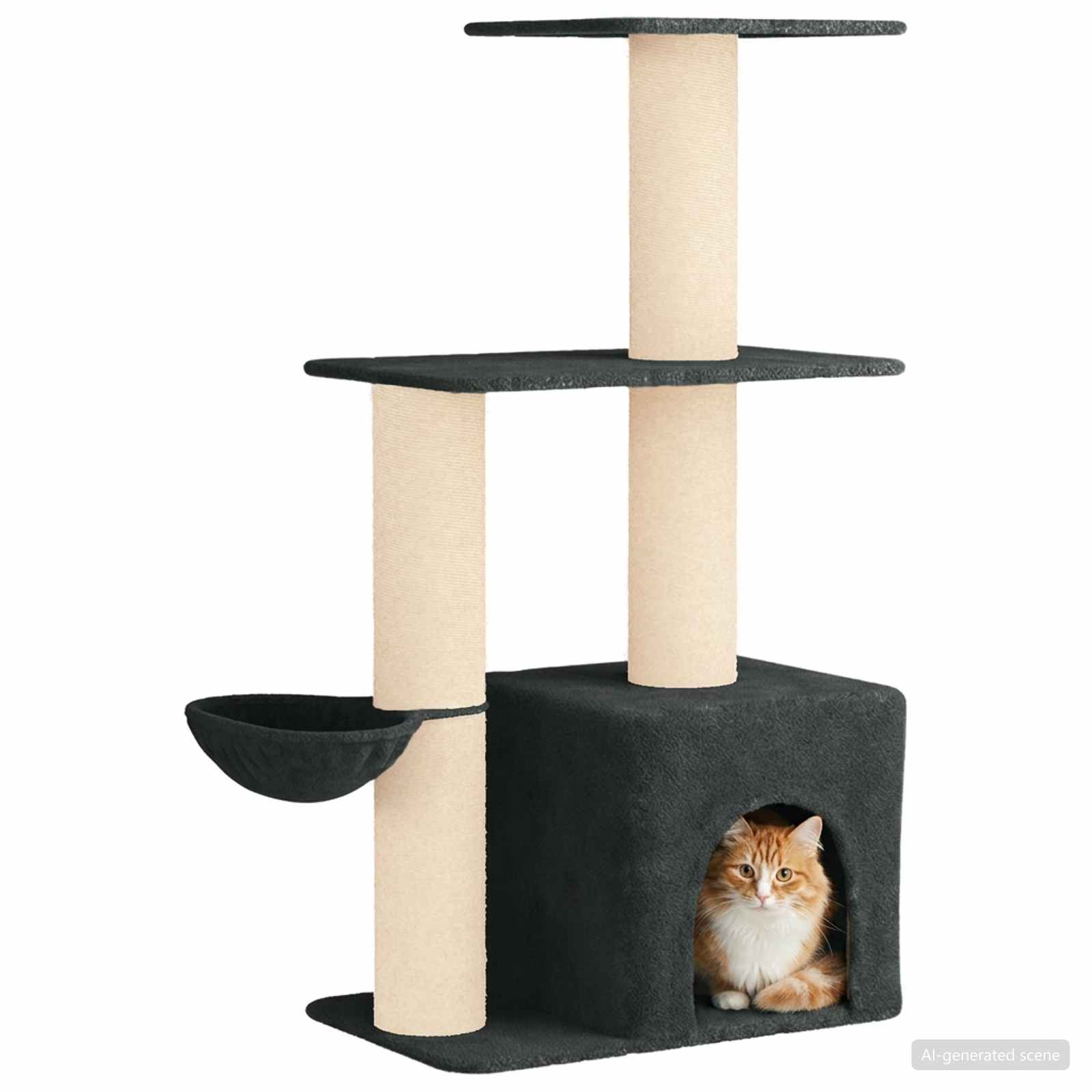 Kattenboom met sisal krabpalen Donkergrijs 133 cm image 3