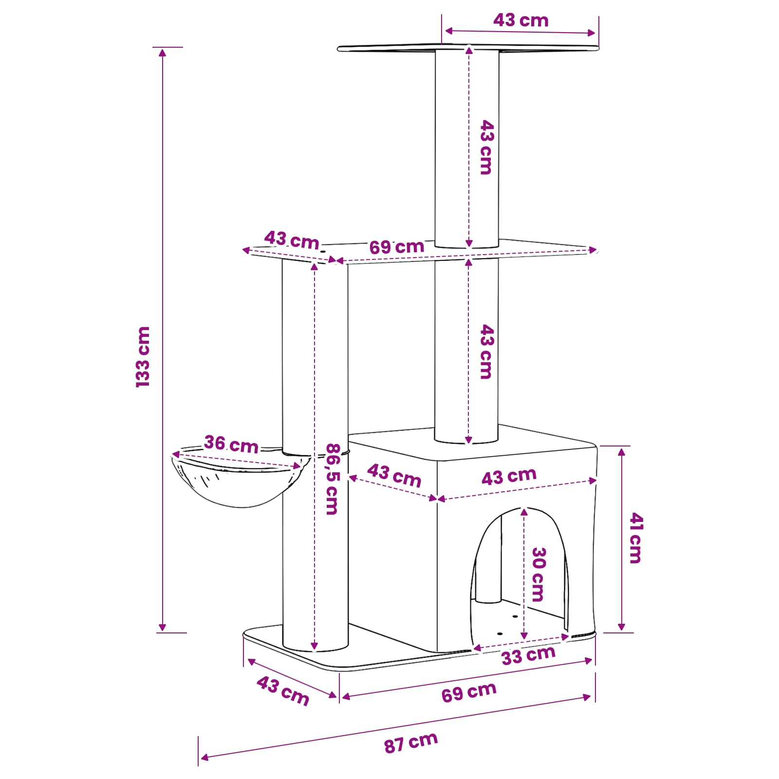Kattenboom met sisal krabpalen Donkergrijs 133 cm image 8