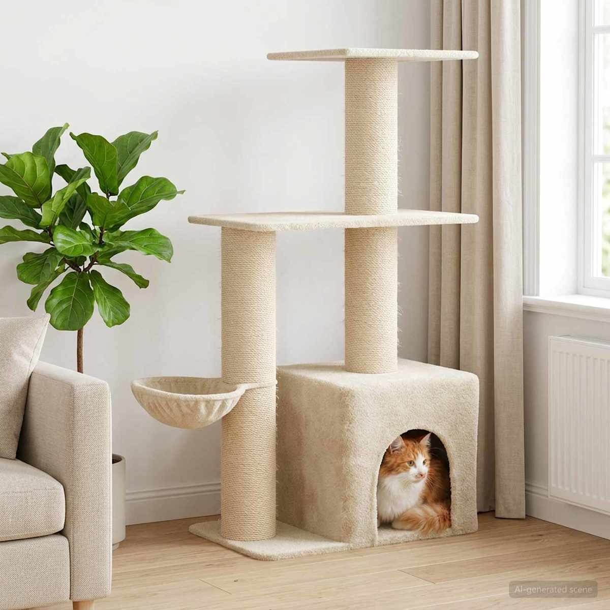 Kattetræ med sisal klatreposter 133 cm