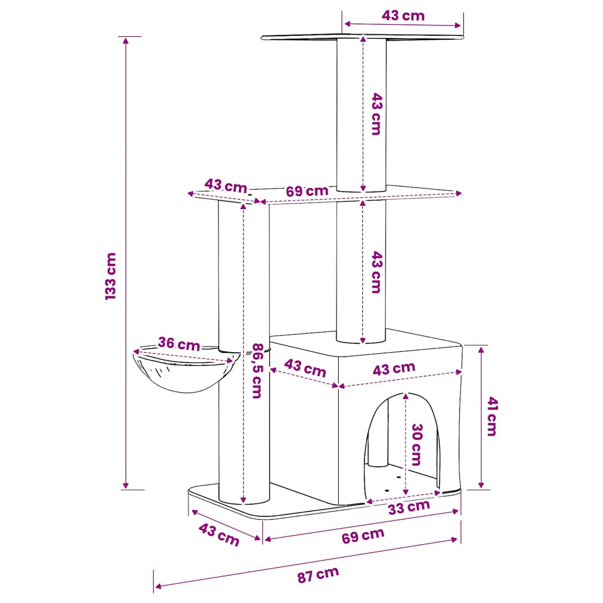 Kattetræ med sisal klatreposter 133 cm - Billede 8