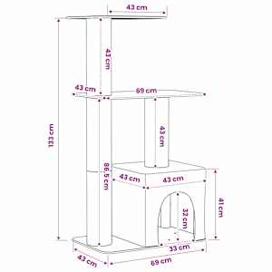 Kočičí strom se škrabacími sloupky sisal Světle šedá 133 cm - obrázek 8