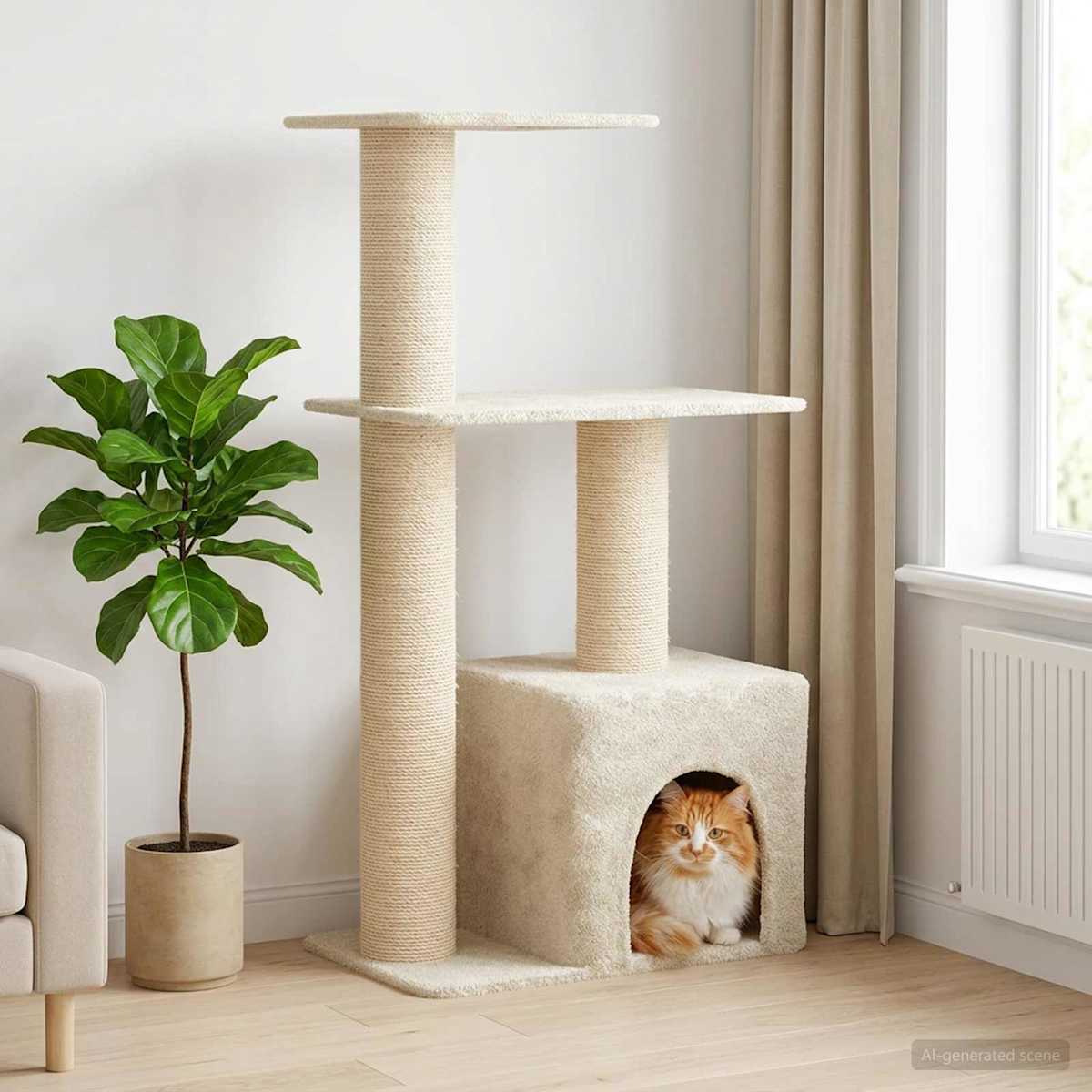 Kattetræ med sisal klatreposter 133 cm