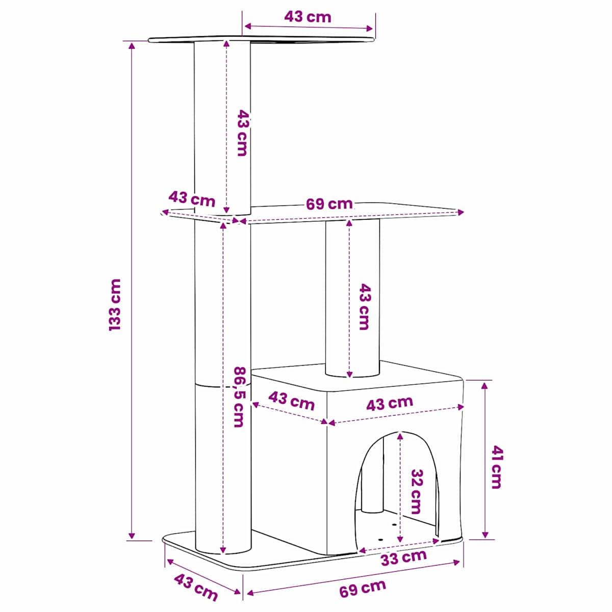 Kattetræ med sisal klatreposter 133 cm - Billede 8