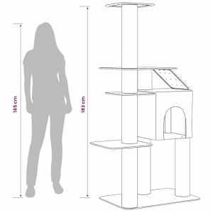 Kočičí strom se škrabacími sloupky sisal Světle šedá 183 cm - obrázek 9