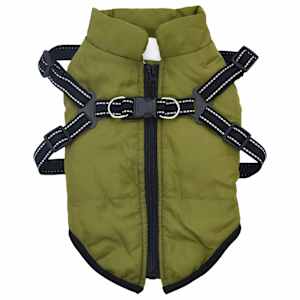 Psí kabát Armádně zelená L28 Fleece a polyester - obrázek 2