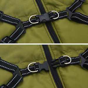 Psí kabát s postrojem Armádně zelená L48 Fleece a polyester - obrázek 6
