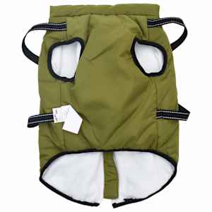 Psí kabát s postrojem Armádně zelená L48 Fleece a polyester - obrázek 5