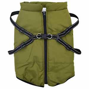 Psí kabát s postrojem Armádně zelená L48 Fleece a polyester - obrázek 2