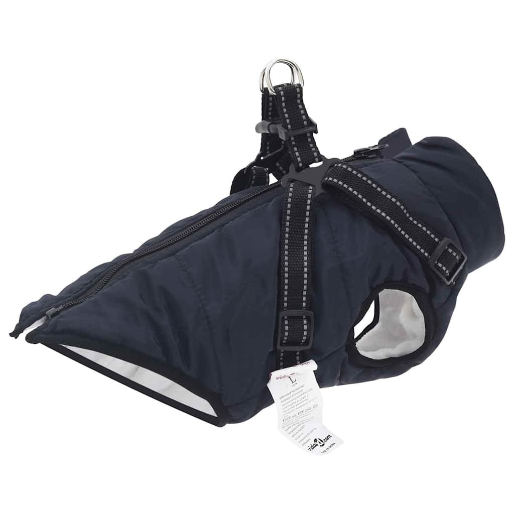 vidaXL Hundemantel mit Geschirr Marineblau L Fleece und Polyester
