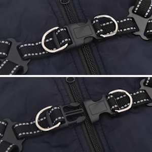 Psí kabát s postrojem Námořnická modrá L40 Fleece a polyester - obrázek 6