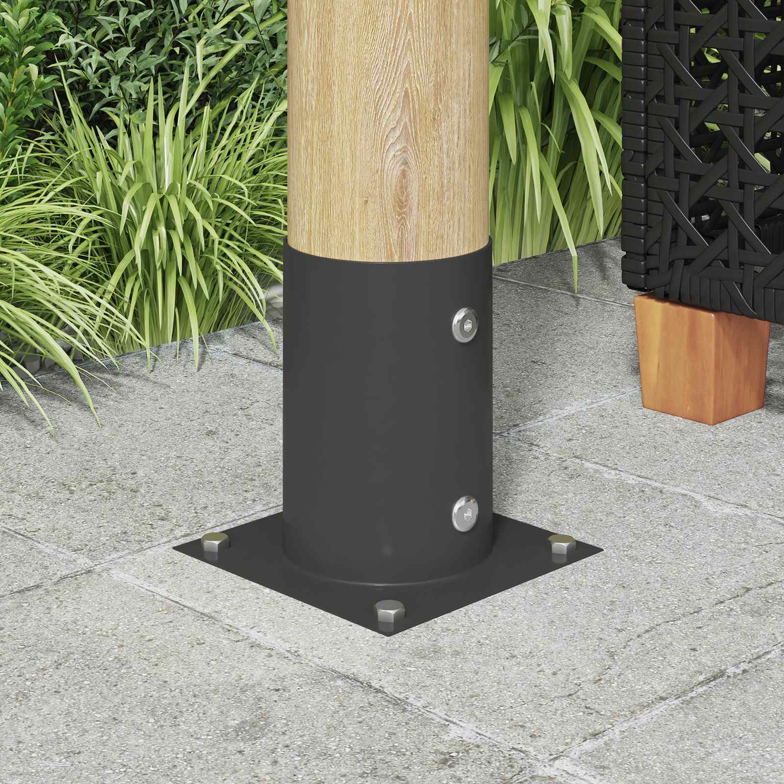 vidaXL Ancora rotundă de teren 4 pcs Antracit 15 x 15 x 15 cm Metal