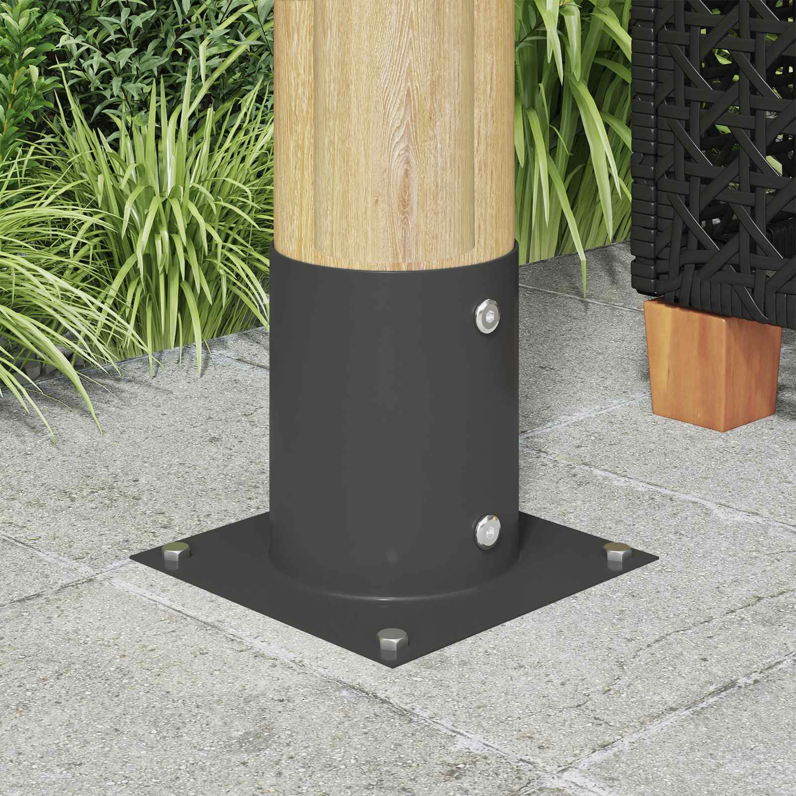 vidaXL Ancora rotundă de teren 4 pcs Antracit 18 x 18 x 15 cm Metal