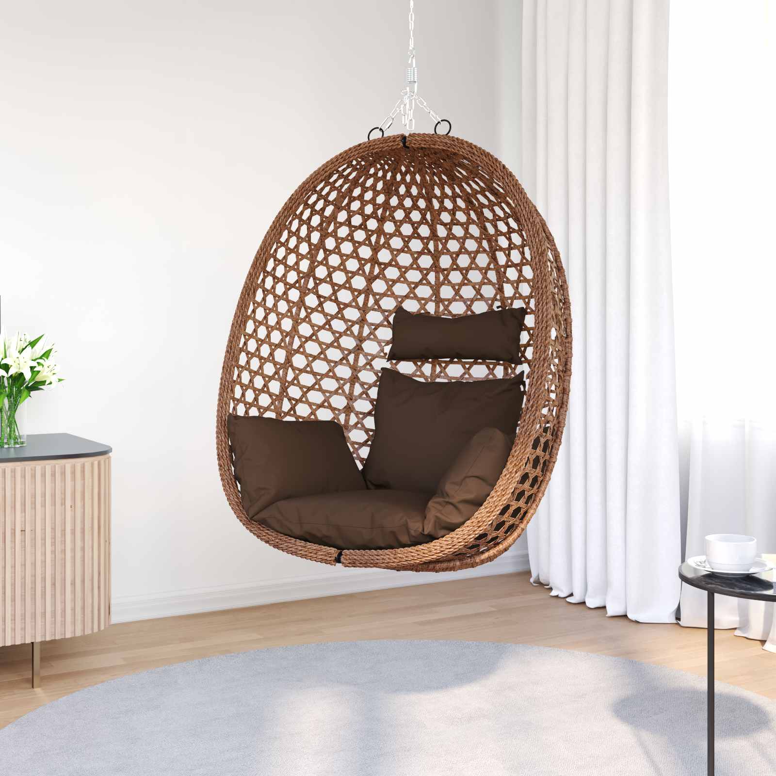Hangende eierstoel zonder standaard Koffiebruin poly rattan image 4