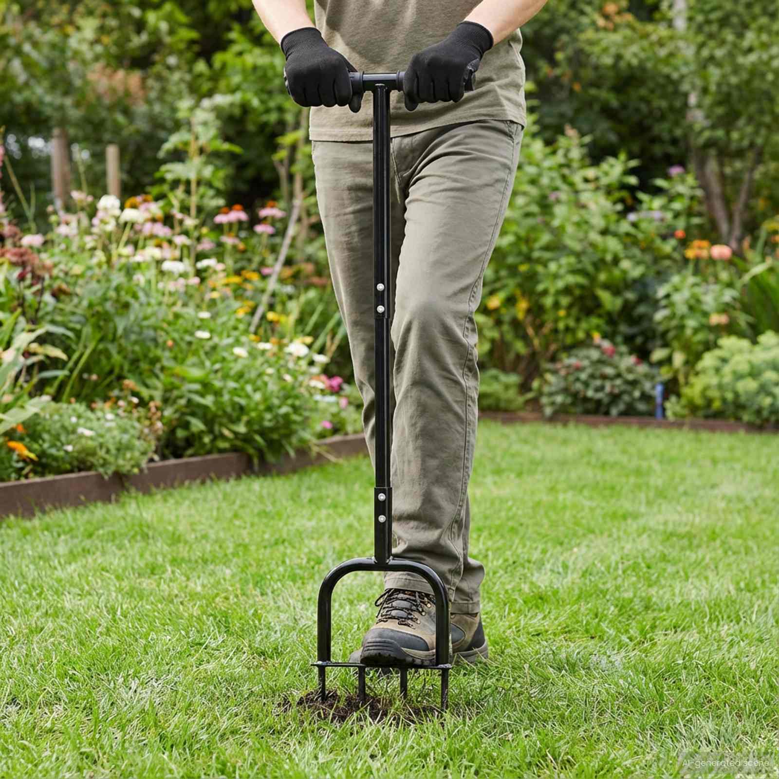 vidaXL Unealtă aerator pentru gazon Negru 95 x 27 cm Plastic