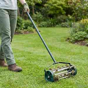 Valj za trato, vlečen z objemkami za aerator Zelena Jeklo