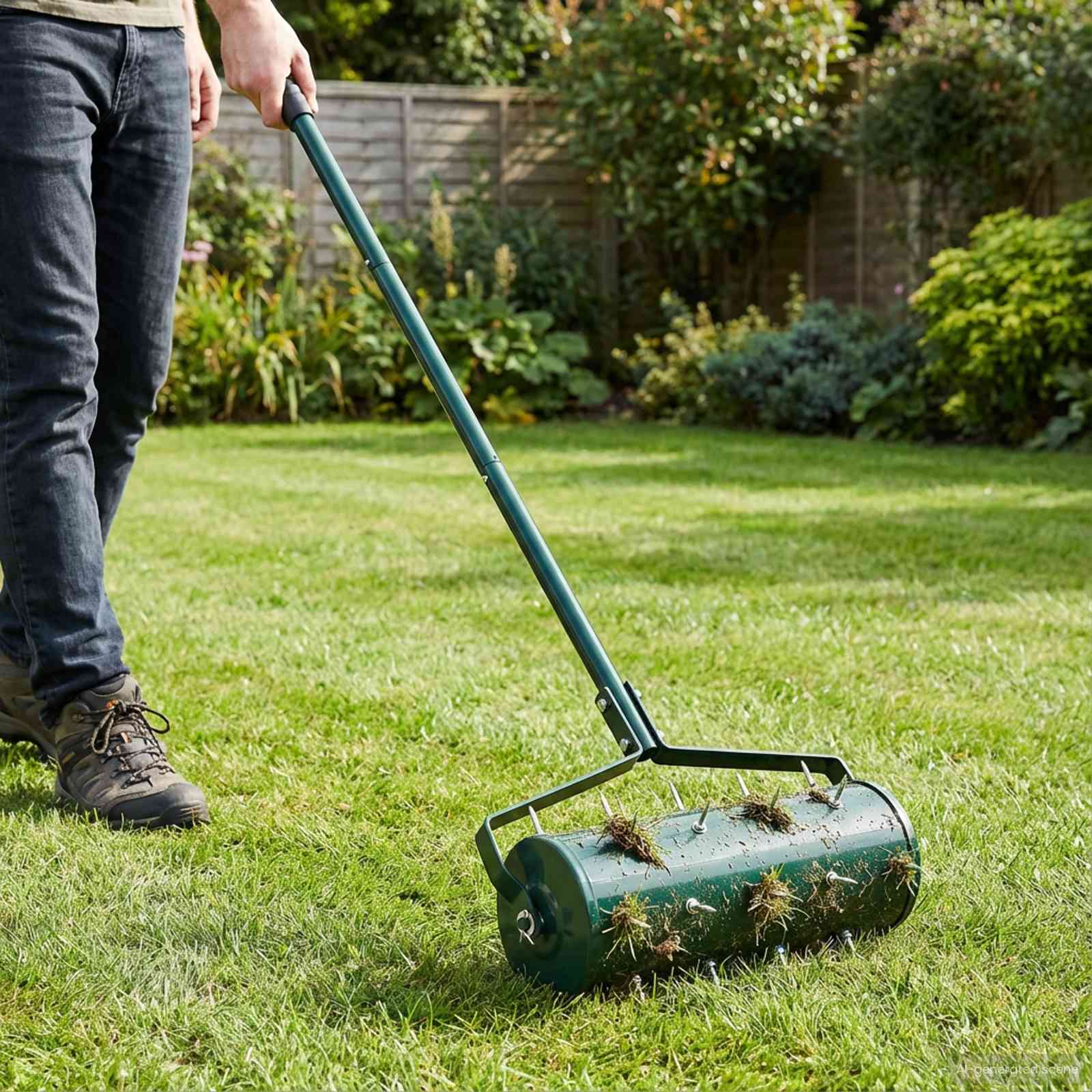 vidaXL Rola de gazon trasă cu cleme pentru aerator Verde 128 x 38 cm